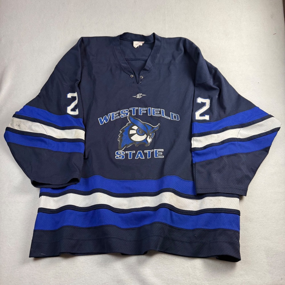 Projoy Westfield State Owls Hockey Jersey Mens 54 Distressed Fight Strap